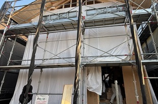 外部仕舞い－耐力面材・防水紙・鋼製建具工事
